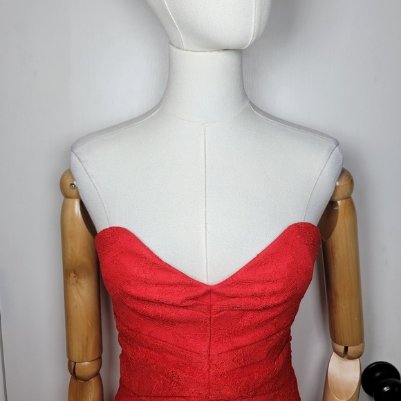 Lovers + Friends Cubales Red Lace Midi Dress Size Small Romantic & Chic - Picture 4 of 12